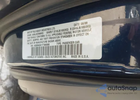 2000 Subaru Legacy L из США, поврежденный, VIN 4S3BH6351Y7300080